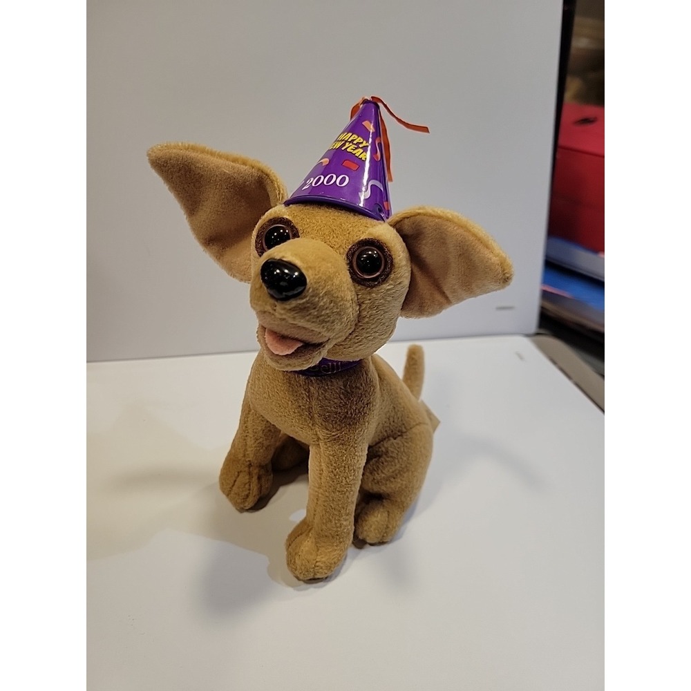 Talking Taco Bell Chihuahua Plush Yo Quiero Dog Happy New Year‎ 2000 Puppy 6.5"